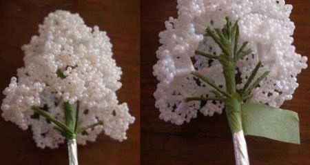 Плетение дерева из бисера. Ветка сирени.