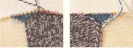 Вязание спицами для начинающих. Вязание цветных участков.