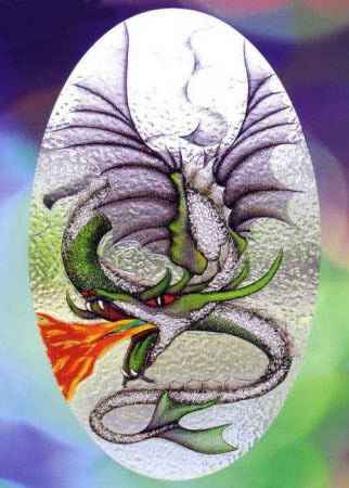 Роспись стекла. Красный дракон